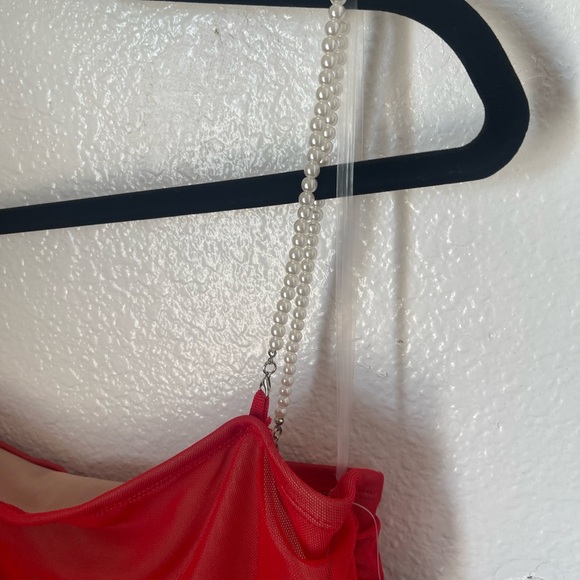 MINETTW Red-mesh dress with nude underlay NWT - Picture 9 of 9